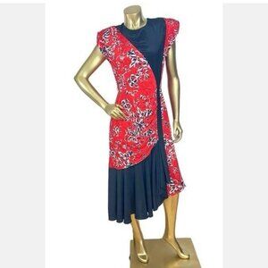 Stunningly BOLD & Unique A La Carte Vintage Dress Sz 11 12 Red White & Blue
